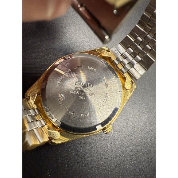 Elgin Presidential 35mm Day/Date Gold Plated Quartz Watch FC740-017 6M55-SR621SW main image 5